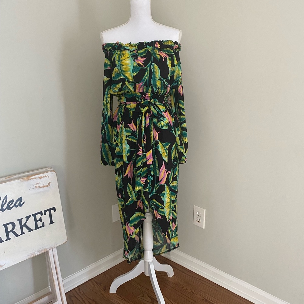 Jaase Long Sleeve Tropical Dress Sz Small